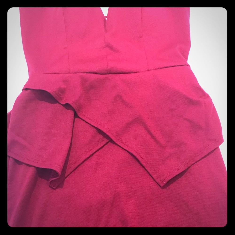 Peplum mid thigh red dress sweat heart neck line
